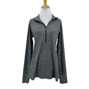 Under Armour Sweatshirt Womens L Large Grey Fited HeatGear Half Zip Athletic